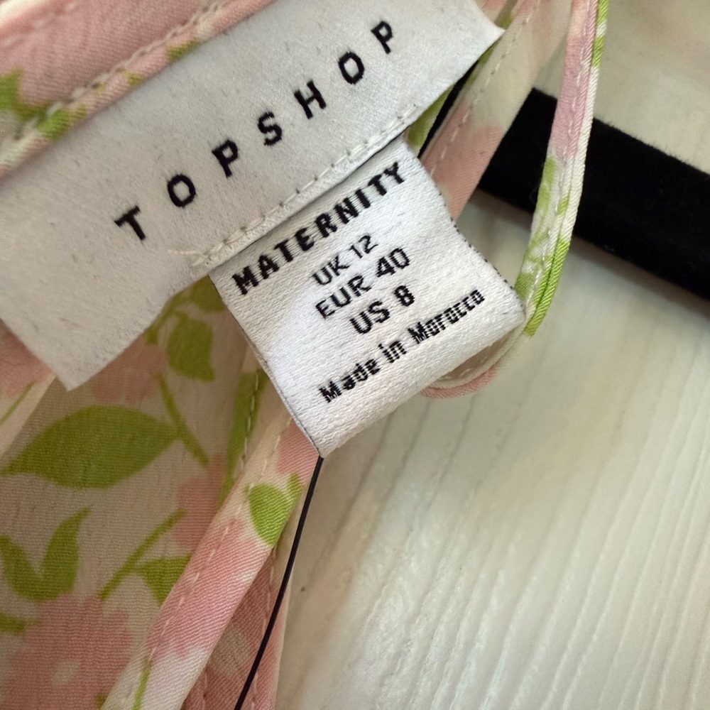 Topshop MATERNITY Pink & Green Floral Ruffle Midi Dress - Picture 3 of 7